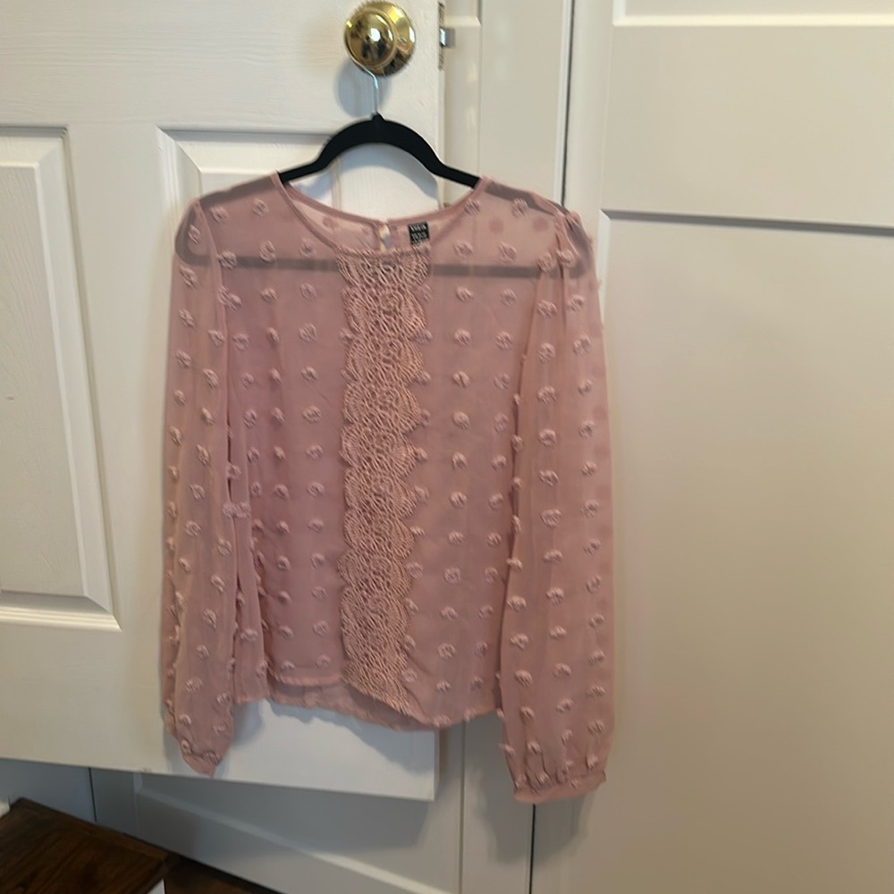 Pink Swiss Dot Top